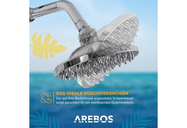 Arebos - Solardusche in Schwarz 35 Liter Tank 216 cm Höhe mit integriertem Thermometer rundem Duschkopf Fußdusche und Gartenschlauch Anschluss