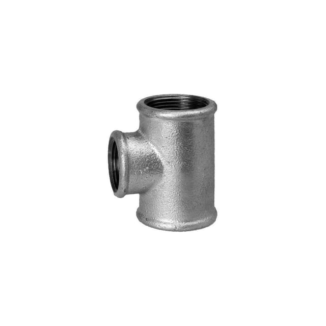 Hermann Schmidt Temperguss T-Stück 3/4" x 1/2" reduziert, Innengewinde, verzinkt