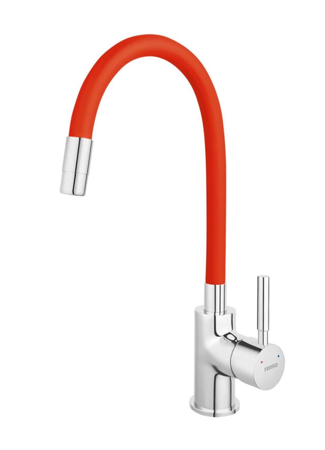 Novaservis - Ferro - Küchenarmatur mit flexiblem Arm, Rot/Chrom 70710,0CV