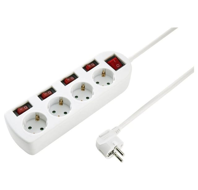 Sygonix - SY-4535068 Steckdosenleiste mit Schalter Weiß Schutzkontakt 1 St.