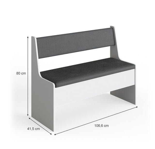 Esszimmer-Bank Roman, Weiß, 106.6 x 41.5 cm Vicco