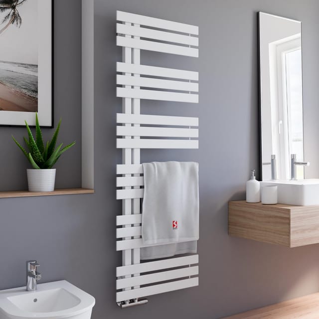 Schulte - Designheizkörper Emma, pulverbeschichtet in dem Farbton Alpinweiß, Größe: 150 x 50 cm