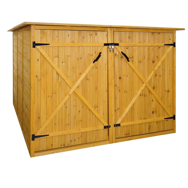 2er-Fahrradgarage HHG 677, Fahrradbox Geräteschuppen Gerätehaus, mvg abschließbar 151x200x200cm braun