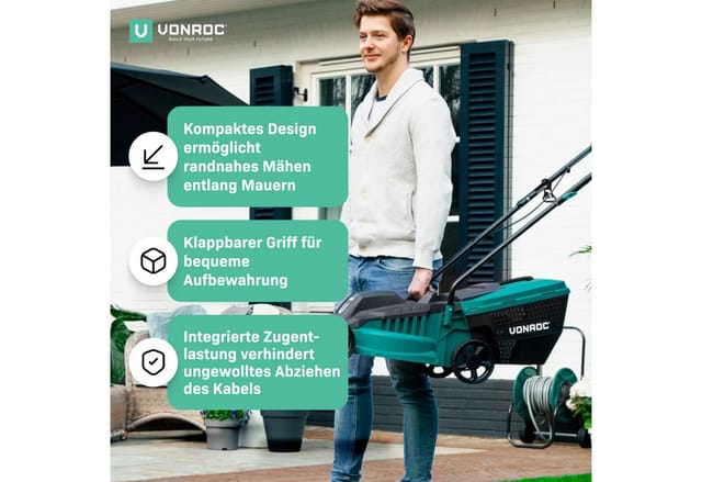 Rasenmäher 1300 w 32 cm Schnittbreite 30-L-Grasfangkorb