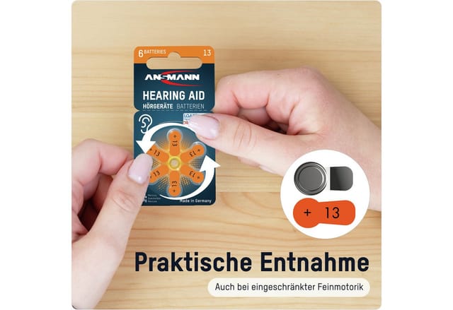 Hörgerätebatterien Typ 13 P13 PR48 ZL2, 60 Stück - Ansmann