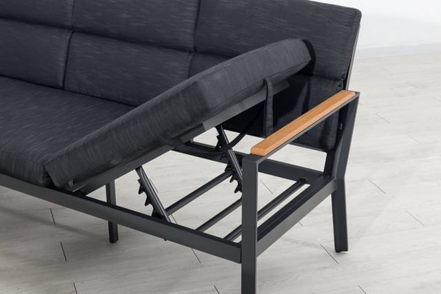 Gardissimo Dining-Ecklounge "Nabari" inkl. Ecksofa, Bank, Tisch und Kissen, anthrazit / braun, ohne Sessel, links