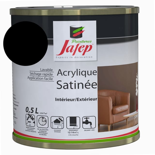 Satinierte schwarze Acrylfarbe Jafep 0,5 l