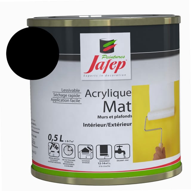 Matt schwarze Acrylfarbe Jafep 0,5 L