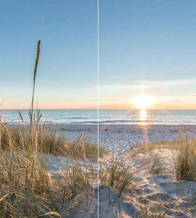 Duschrückwand Set über Eck, Sonnenuntergang Düne, 2 x 90x210 cm, Wandverkleidung , Aluminiumverbundplatte, fugenloser Fliesenersatz - Schulte