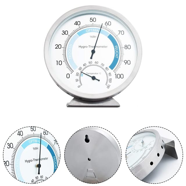 Rundes Thermometer und Hygrometer, Hygrometer-Thermometer mit Ständer, Wetterstation, barometrisches Innenthermometer, einfache und einfache