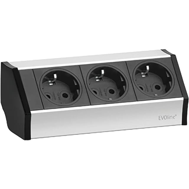 EVOline 159360001300 Steckdosenleiste 3fach Schwarz, Silber Schutzkontakt 1 St.