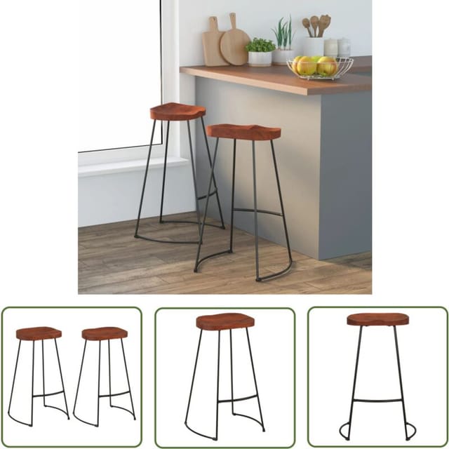 Prolenta Premium - The Living Store Gavin Barhocker 2 Stk. 50x40x78 Cm Massivholz Mango - Barhocker - Mangoholz Möbel - Wohnzimmer Dekoration - Küche Einrichtung - Gartenmöbeln