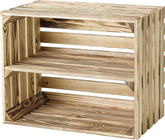 Holzkiste mit langem Mittelbrett natur/geflammt 50 x 40 x 30 cm Holzkiste - Iwerk