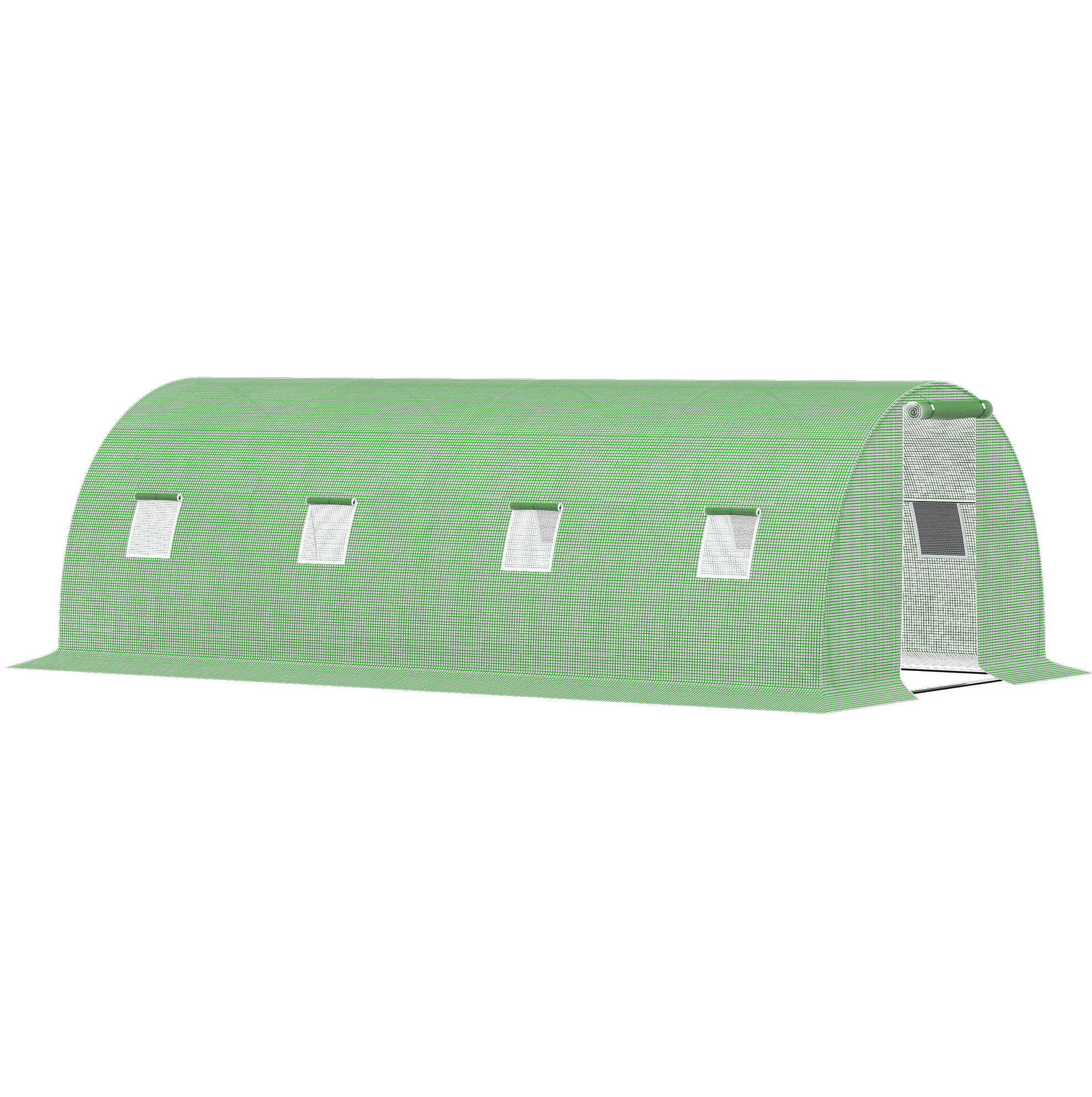 Begehbares Foliengewächshaus 6 X 3 M Mit 8 Fenstern, Grünes Stahlgestell