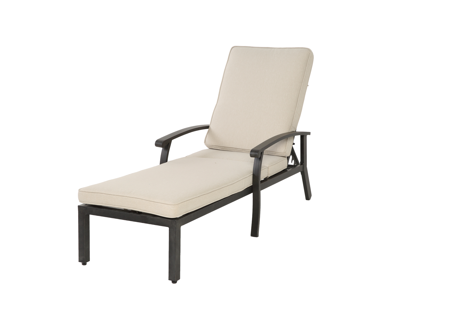 Outdoor-sonnenliege Aus Aluminium Mit Beigem Kissen, 5-fach Verstellbar