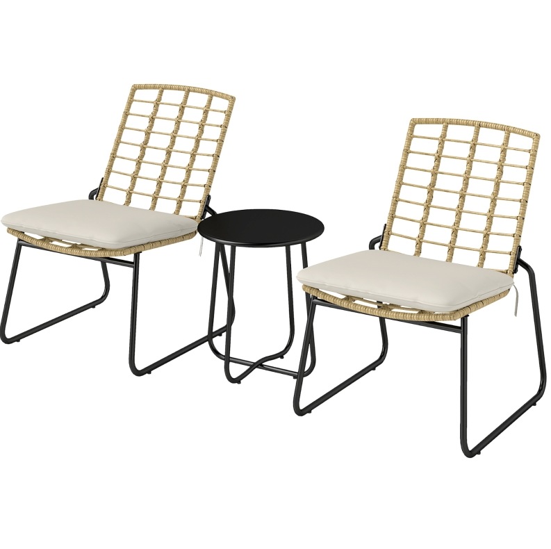 3-teiliges Gartenmöbel-set Aus Polyrattan Für 2 Personen, Beige/braun