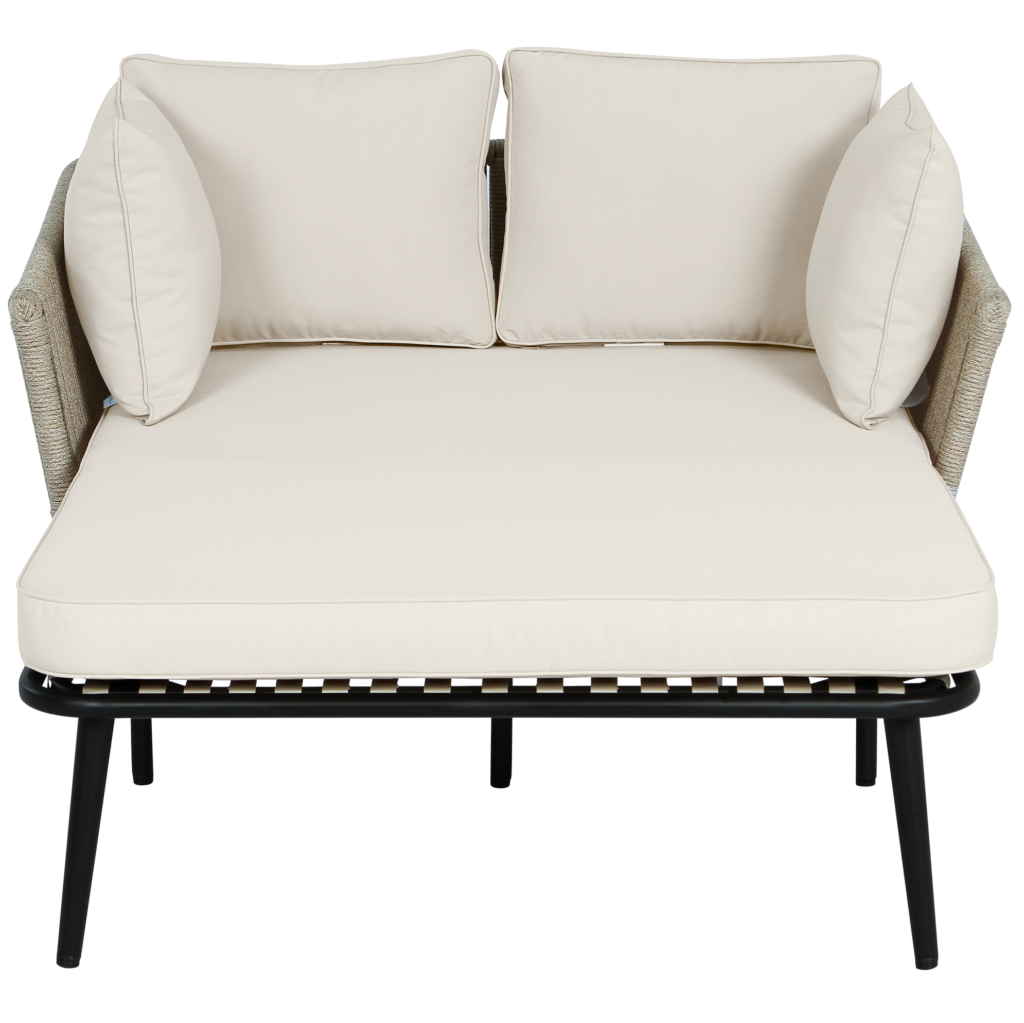 Gartensofa Mit 2 Kissen Und 2 Polstern, Beige, Modenuit