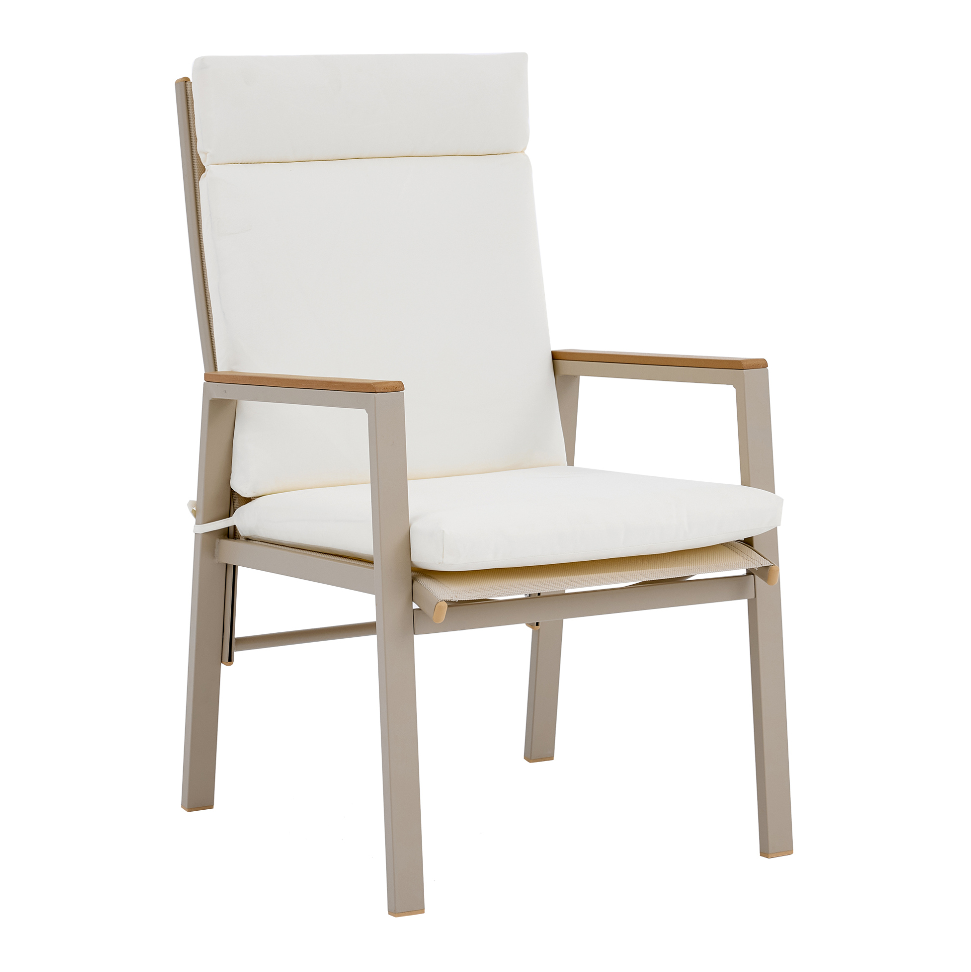 Set Mit 2 Outdoor-stühlen Mit Armlehnen Aus Verbundmaterial Und Beigem Textilene-sitz Modenuit