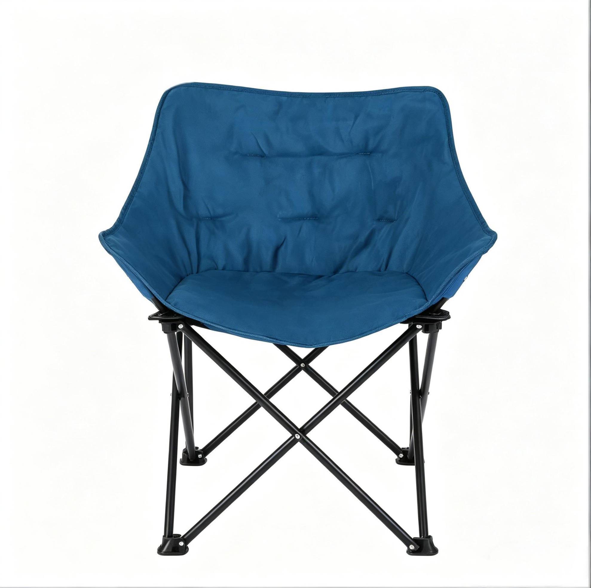 Gepolsterter Klappbarer Campingstuhl Aus Metall Und Oxford-gewebe, Blau