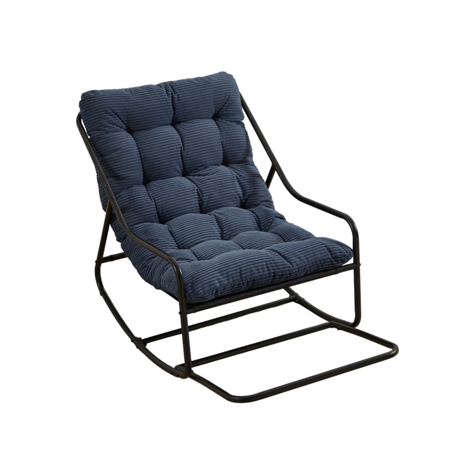 Outdoor-schaukelstuhl Aus Stahl Mit Marineblauem Kissen Modenuit
