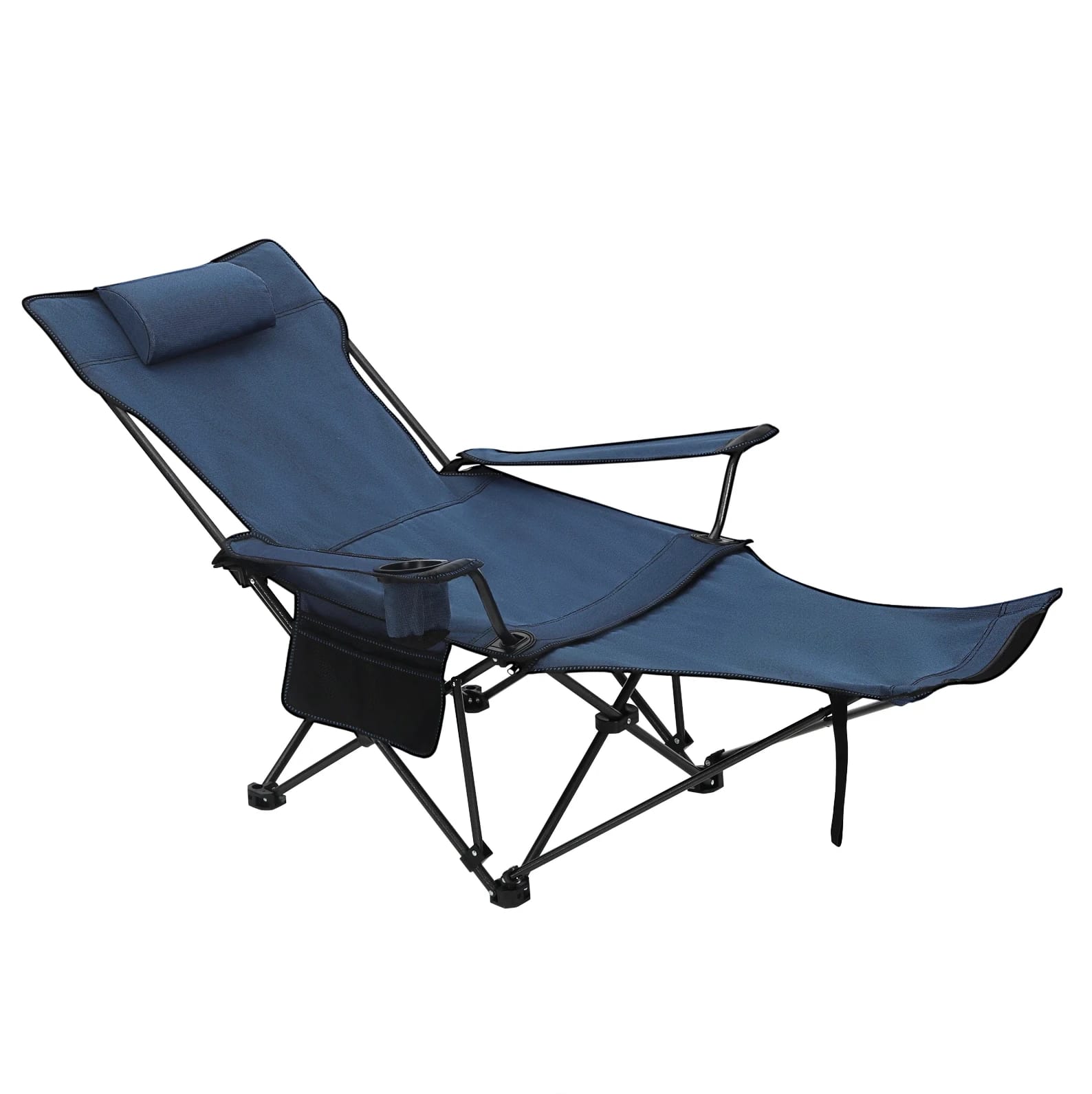 Klappbarer Camping-liegestuhl Mit Ausziehbarer Fußstütze, Blau Modenuit