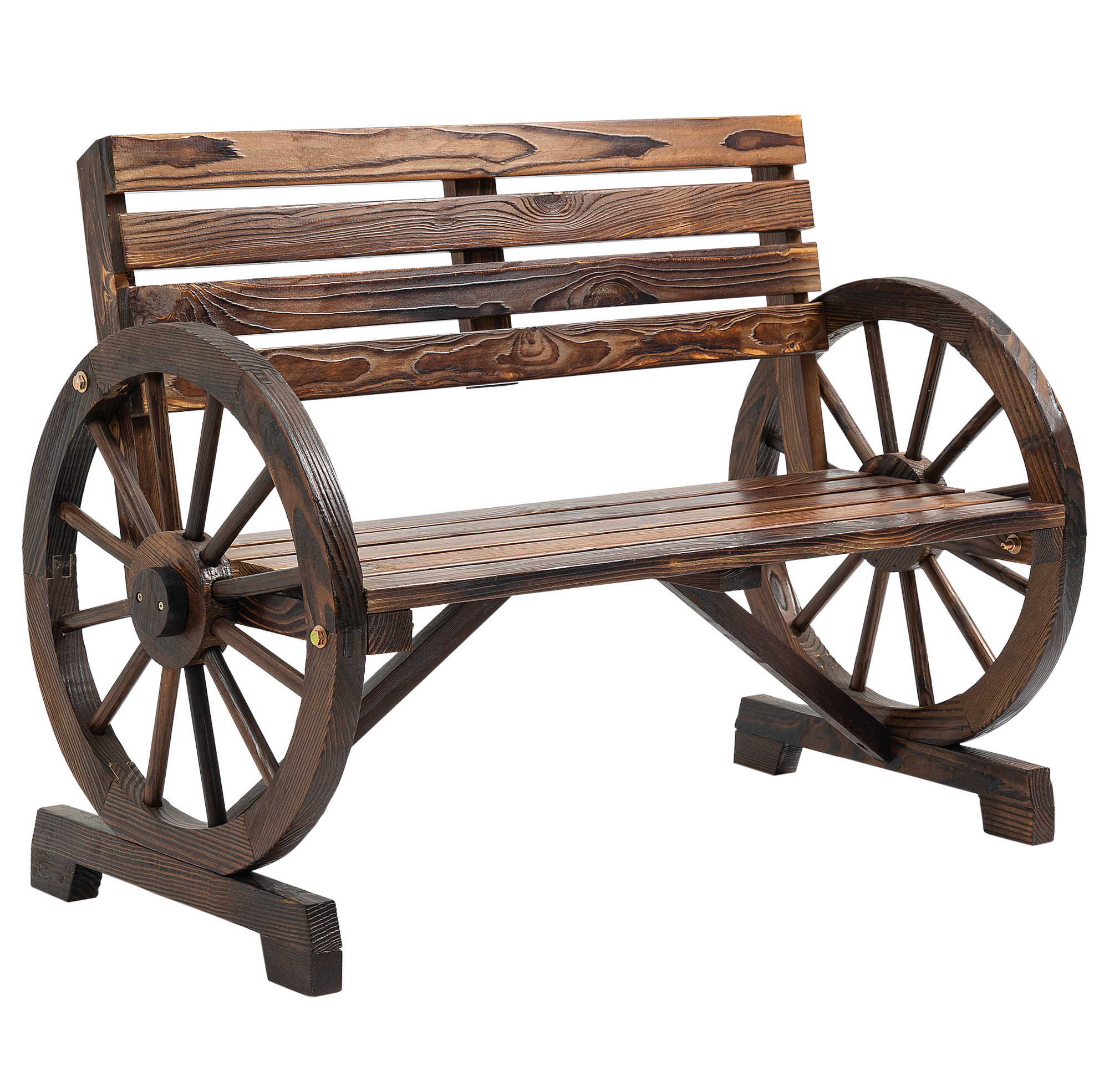 2-sitzer-gartenbank Aus Tannenholz, Landhausstil, Braun, 105,5x56x79 Cm