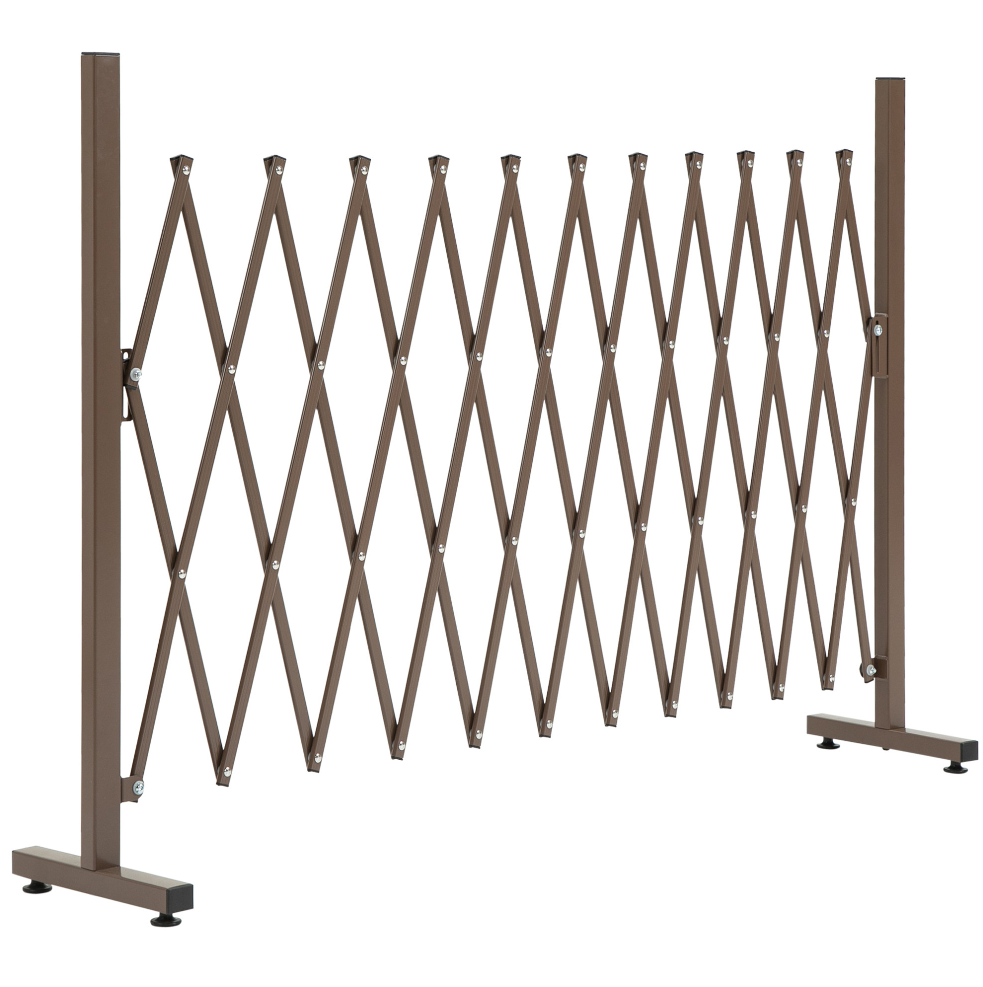 Ausziehbares Faltgitter 35-300 Cm Aus Aluminium, Braun, H 103,5 Cm