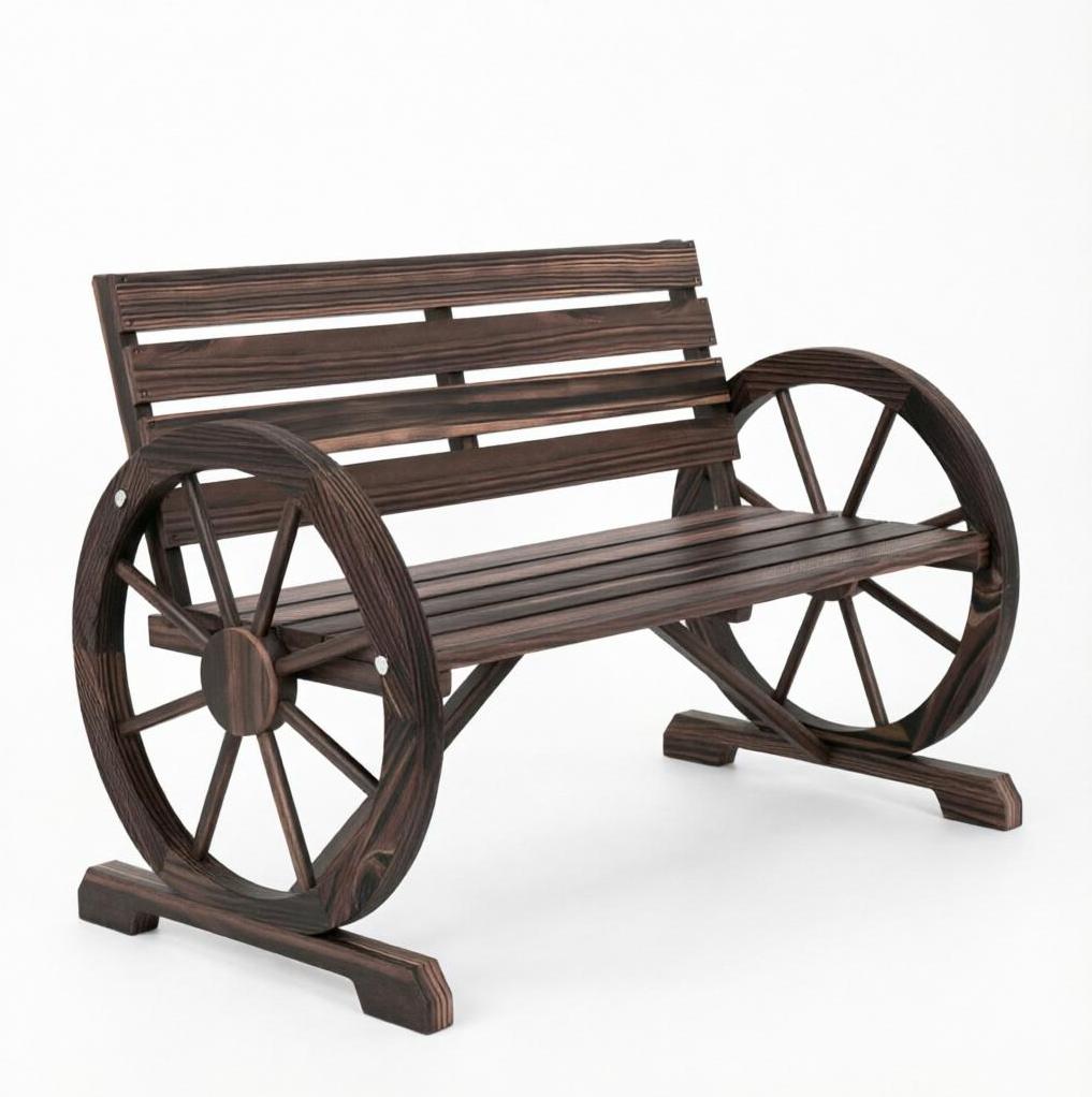Vintage-gartenbank Aus Tannenholz Mit Rad-armlehnen 105,5 X 59 X 75 Cm Modenuit