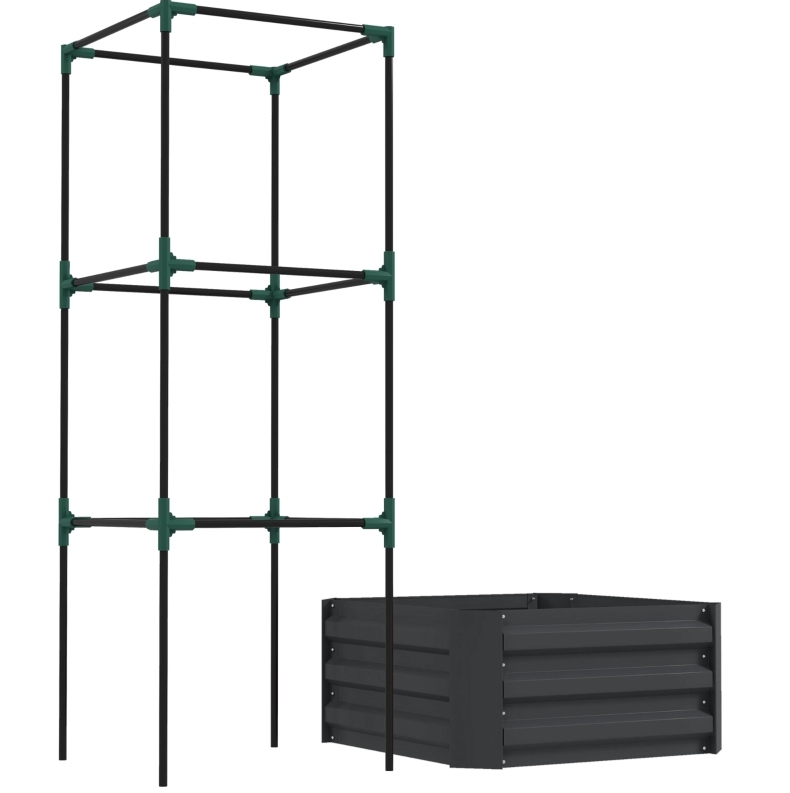 Hochbeet Mit Rankgitter Aus Metall, Dunkelgrau, 61 X 61 X 140 Cm