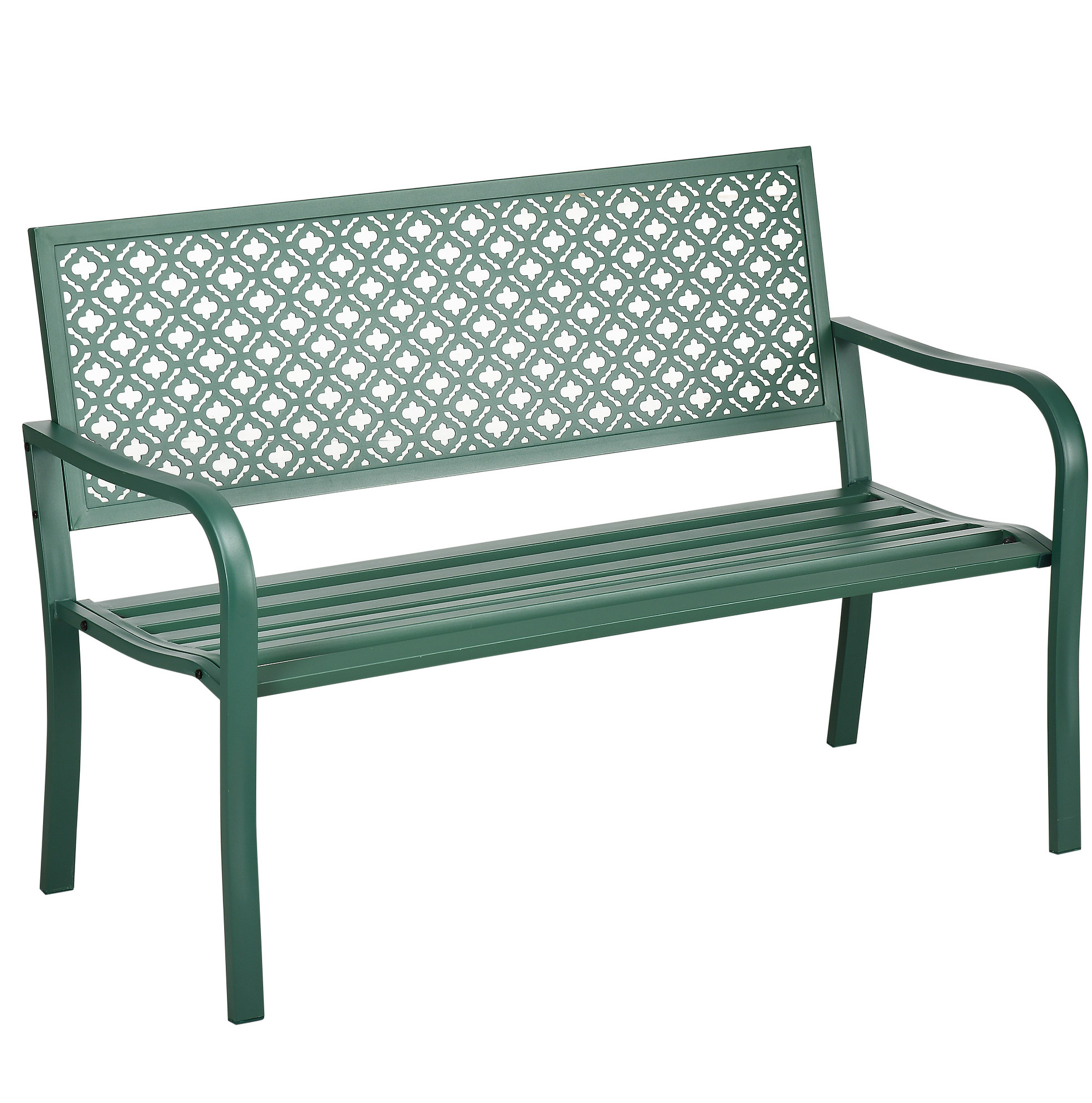 Gartenbank Aus Dunkelgrünem Stahl 127 X 63 X 83 Cm