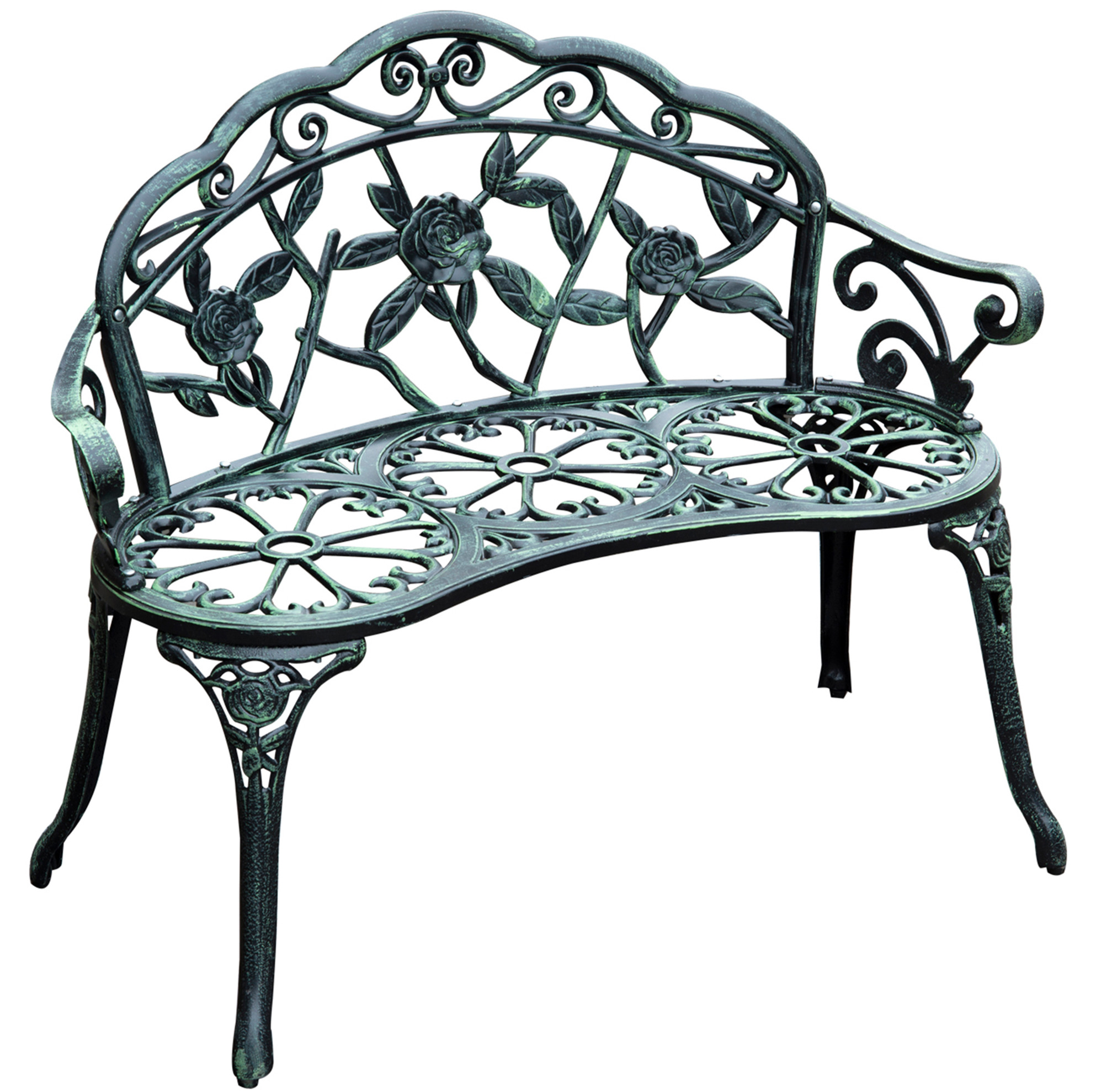 Vintage-gartenbank 2-sitzer Aus Aluminium Und Gusseisen 100 X 54 X 78 Cm Modenuit