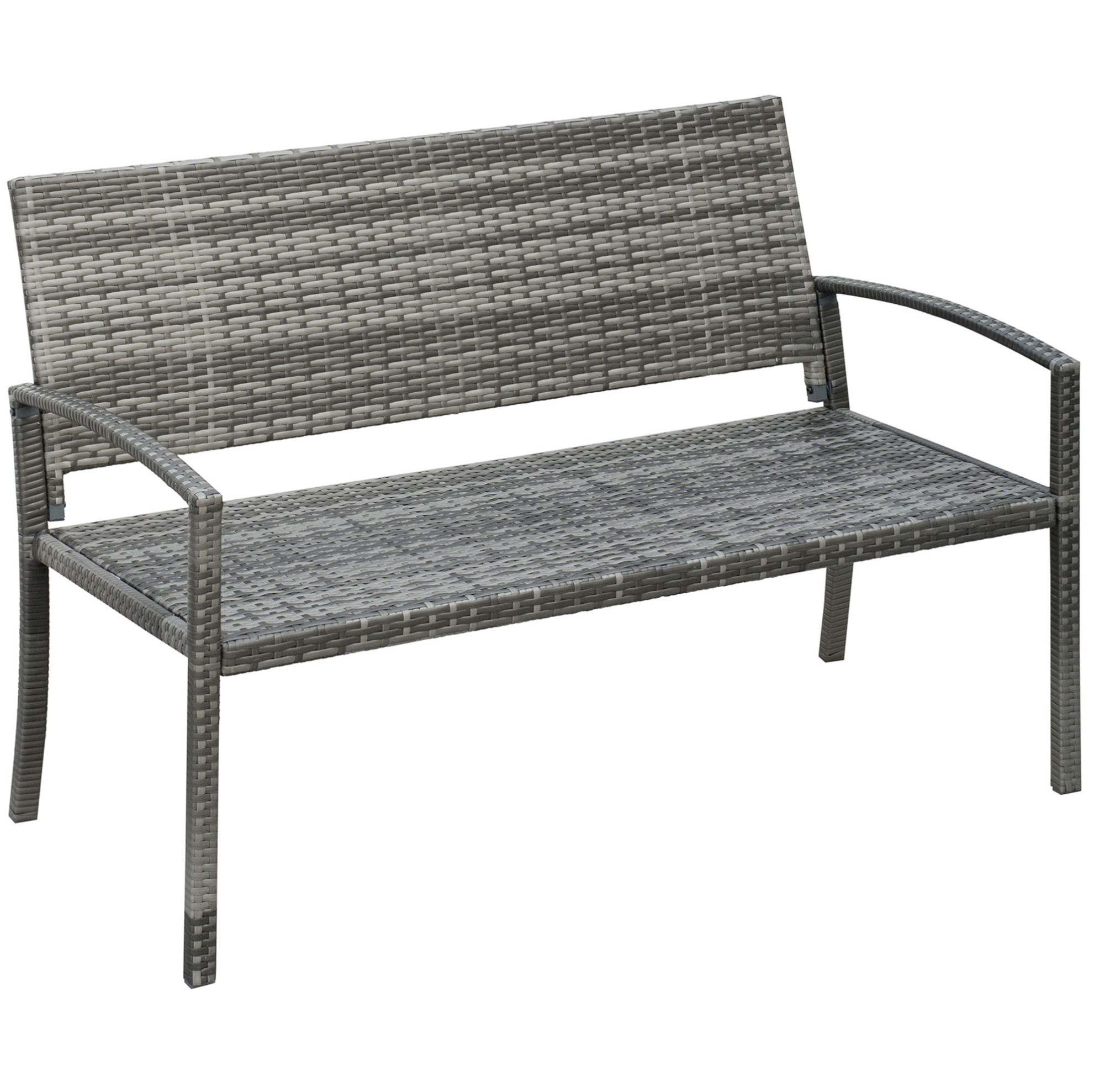 Gartenbank In Rattan-optik Aus Stahl, Grau, Für 2 Personen