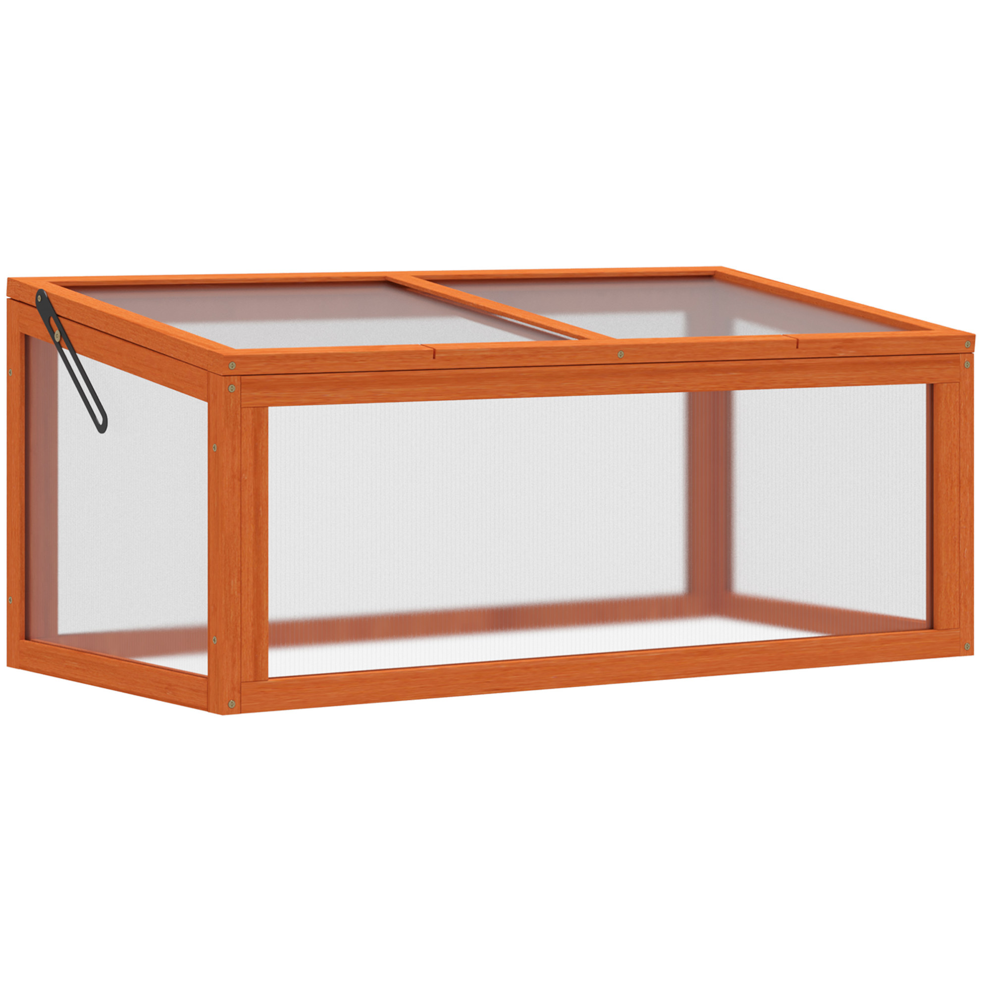 Mini-gewächshaus Mit Holzdeckel Und Polycarbonat, Orange, 90 X 46 X 40 Cm, Modenuit