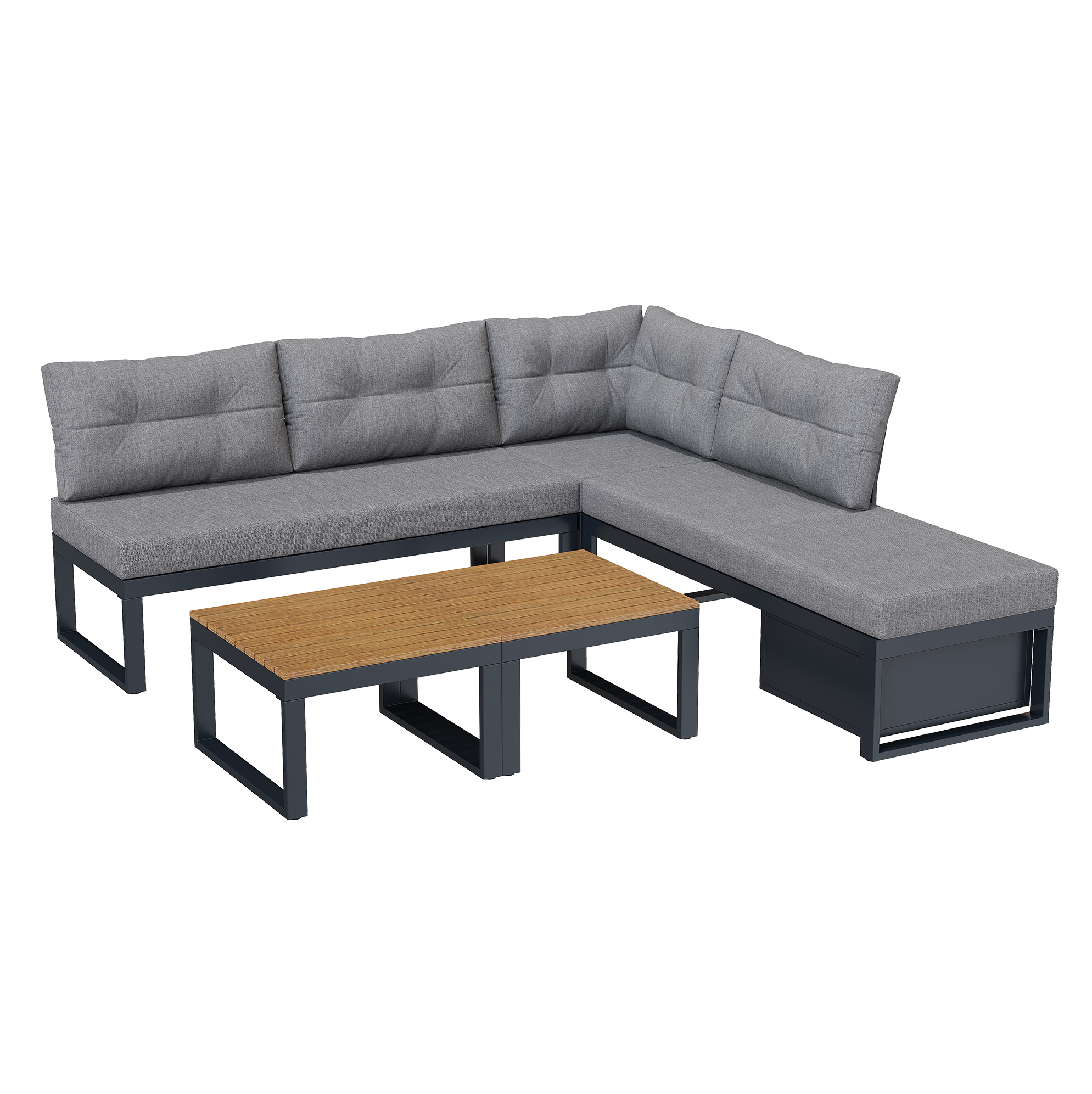 Modulares Gartensofa-set Mit 3-fach Verstellbarer Rückenlehne Und Stauraum, Grau