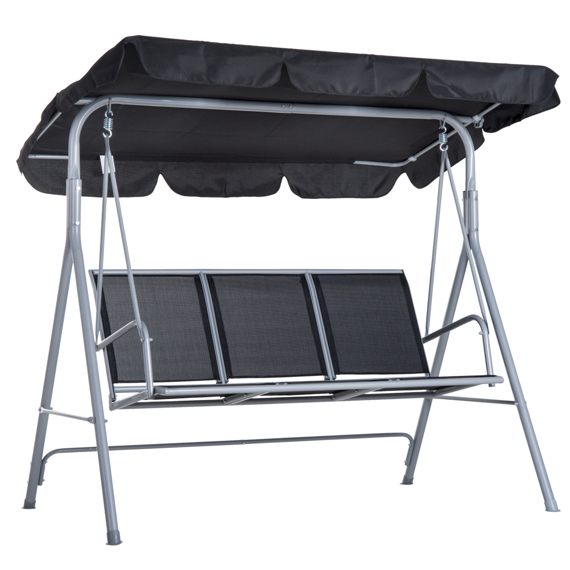 3-sitzer-gartenschaukel Aus Metall, Grau, Mit Dach 171 X 108 X 154 Cm