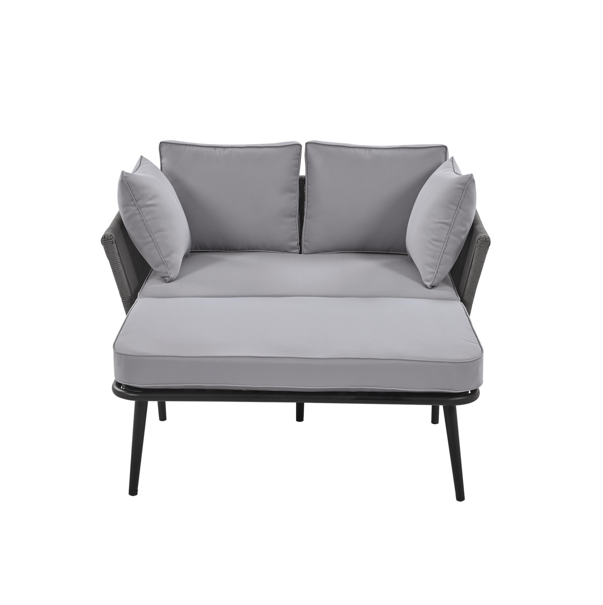 Garten-sofa Mit Grauen Kissen Aus Stahl Und Polyester