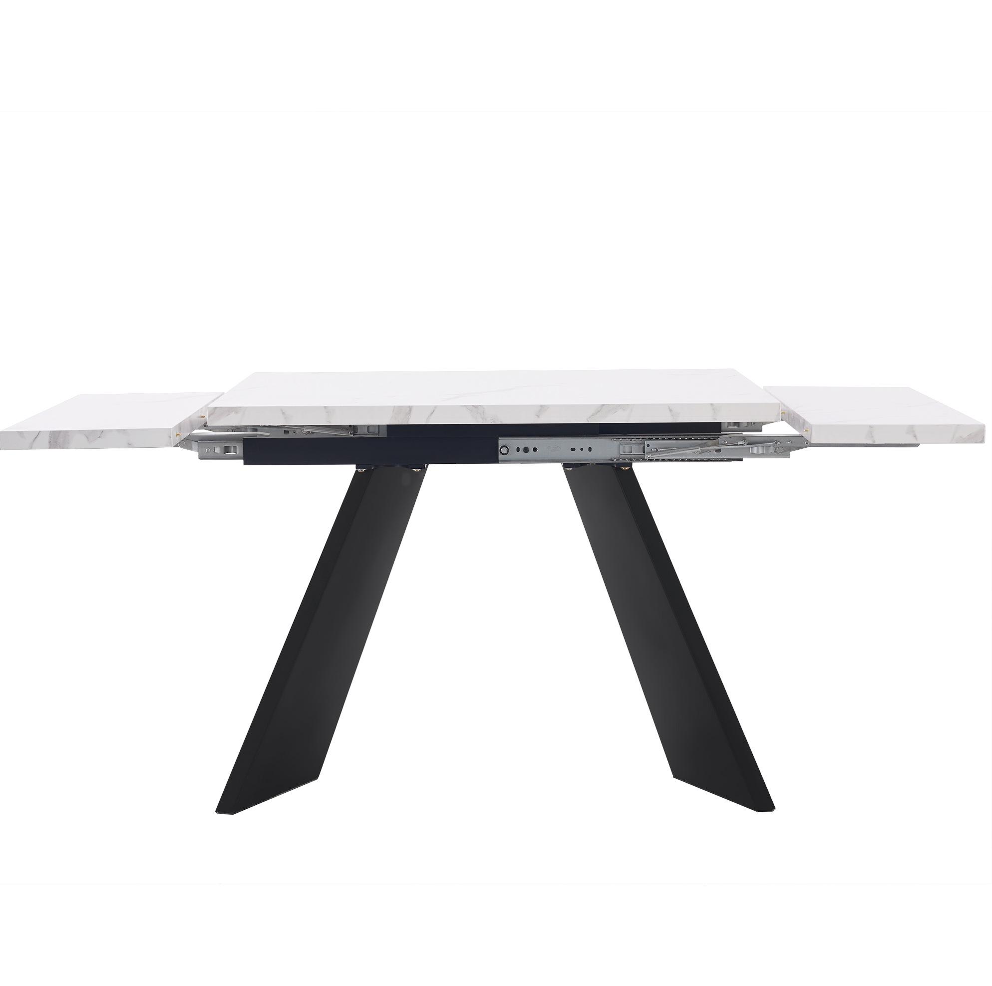 5-teiliges Ausziehbares Esstisch-set 99-159 Cm Weiß/schwarz Mit 4 Samtstühlen