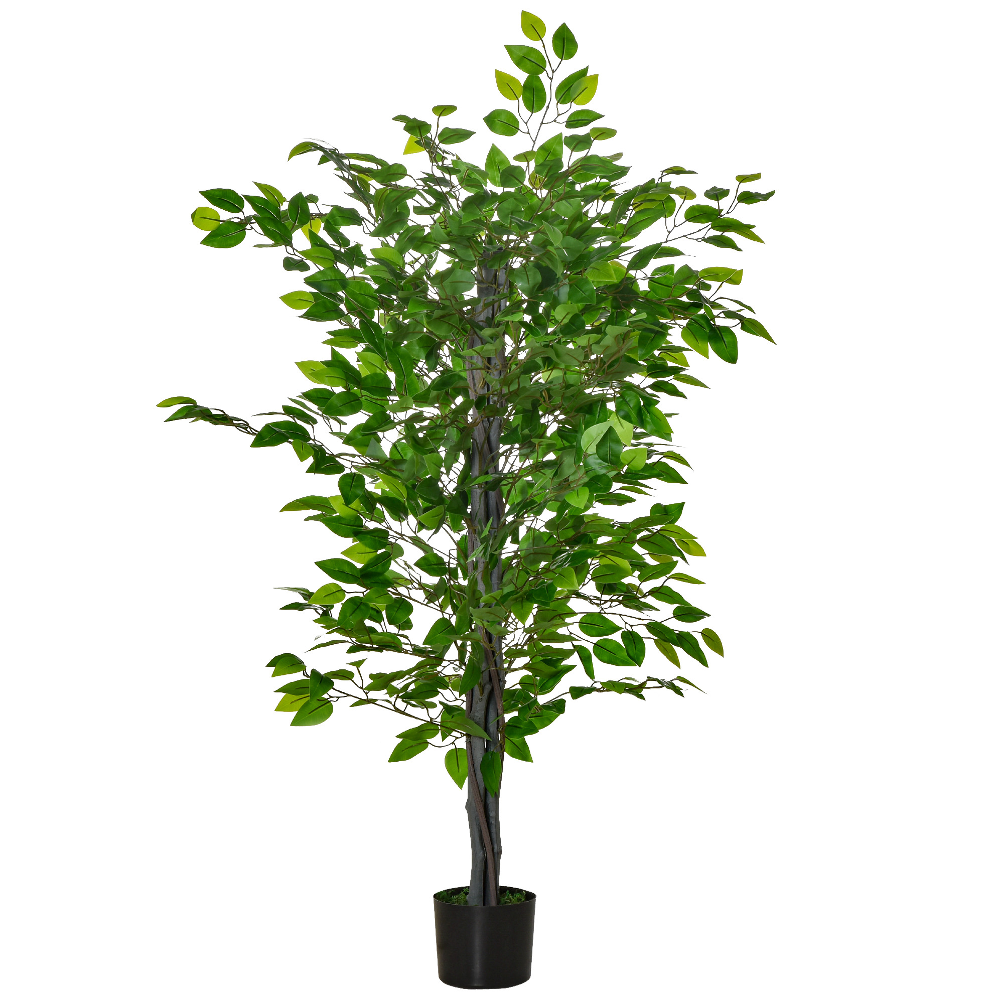 Künstlicher Ficus 135 Cm Im Topf, Grüne Dekopflanze Aus Kunststoff, Montagefrei