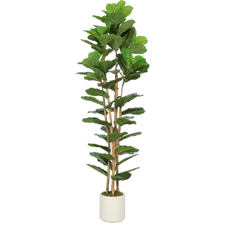 Künstlicher Ficus Lyrata Mit 91 Blättern, Holzstamm, Topf, 55 X 55 X 180 Cm, Grün