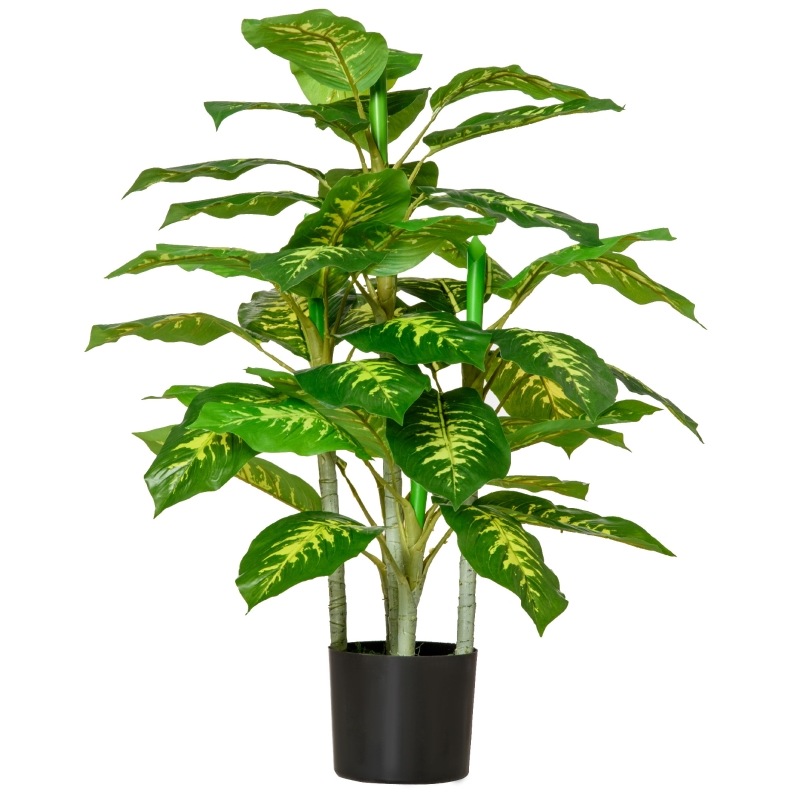 Künstliche Dieffenbachia-pflanze Aus Kunststoff Mit Zementtopf, 95 Cm, Grün