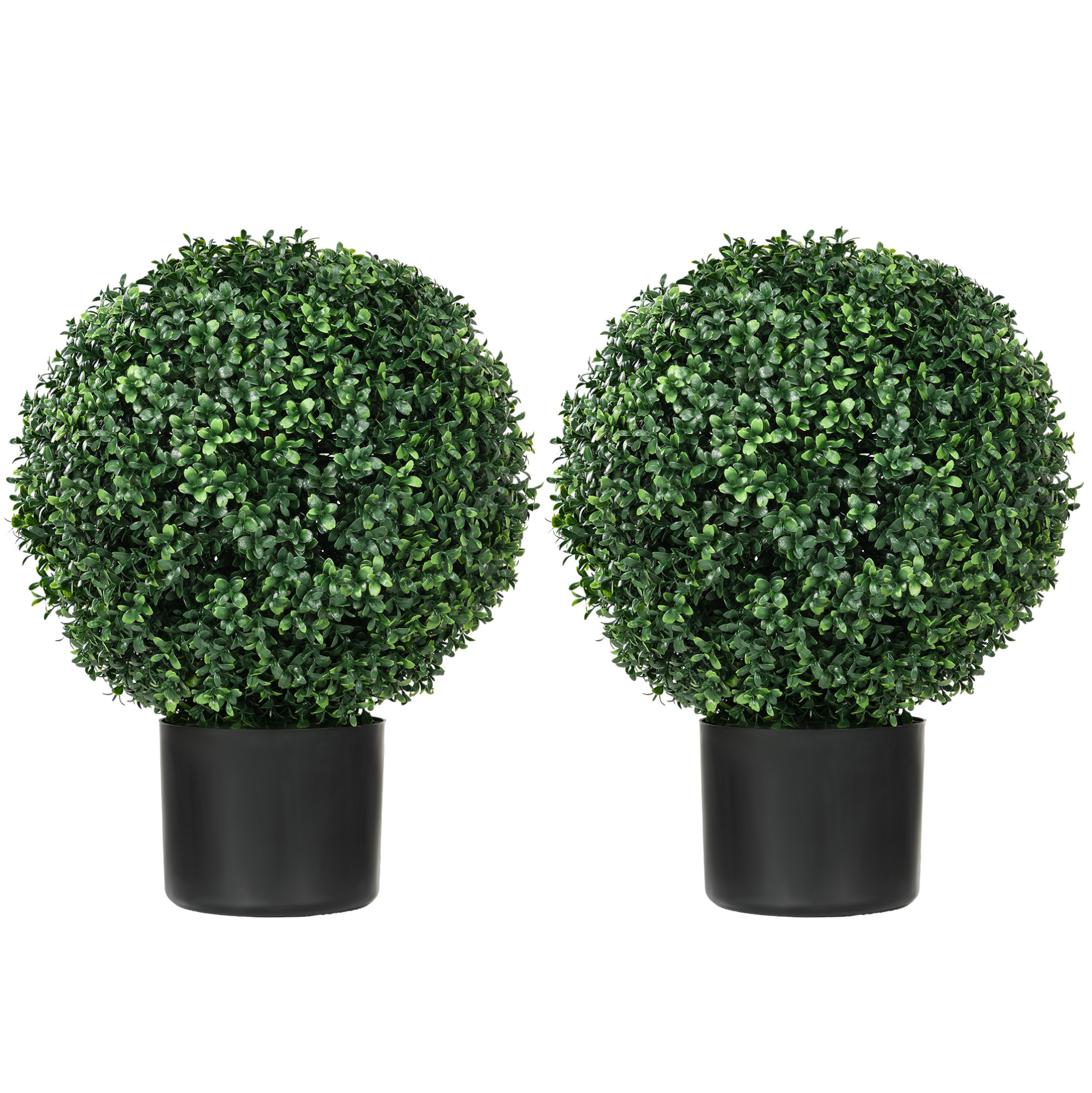 Set Mit 2 Uv-beständigen Künstlichen Buchsbäumen Im Topf, 52 Cm, Konisch, Grün