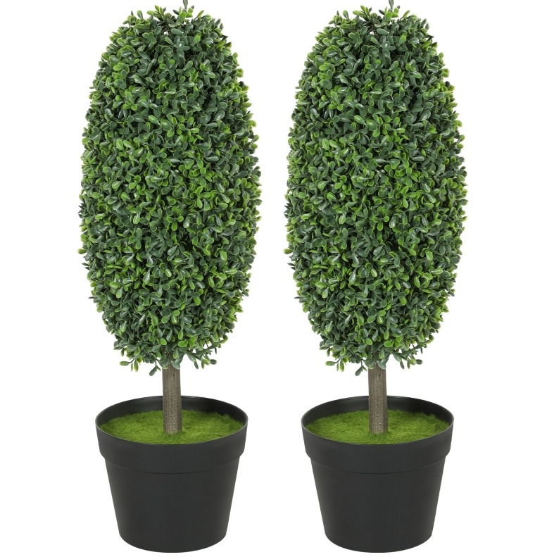 Set Mit 2 Uv-beständigen Kunstpflanzen Im Topf, 60 Cm, Grün