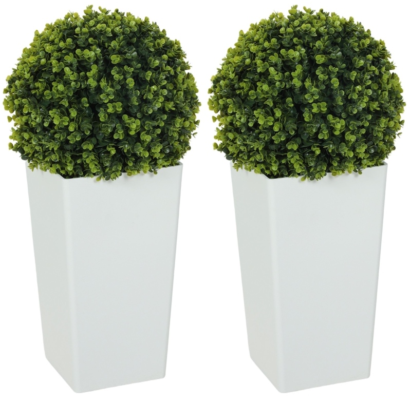 Set Mit 2 Künstlichen Eukalyptus-kugeln, 65 Cm, Grün, Aus Kunststoff Mit Uv-schutz
