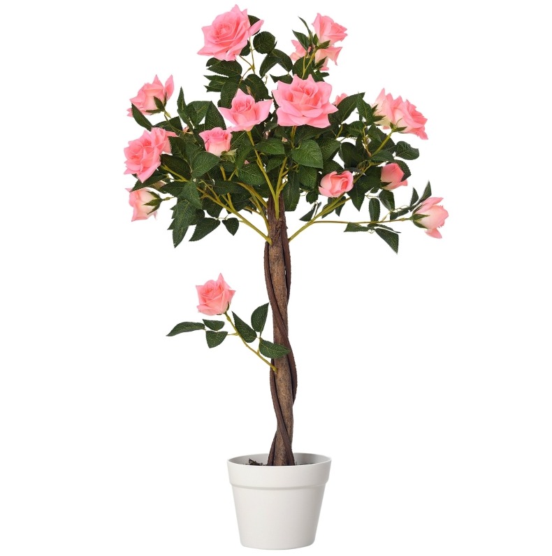 Künstlicher Rosa Rosenbaum Aus Kunststoff, 90 Cm Mit Topf