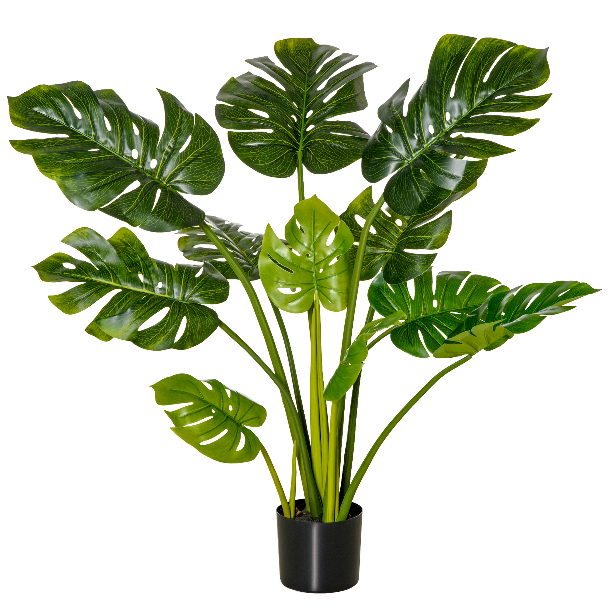 Künstliche Monstera-dekopflanze 110 Cm Mit Schwarzem Topf
