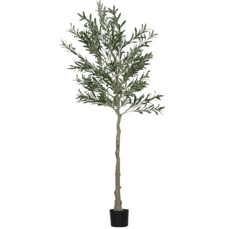 Künstlicher Olivenbaum 180 Cm Aus Kunststoff Mit Topf, 900 Blätter Und 40 Oliven