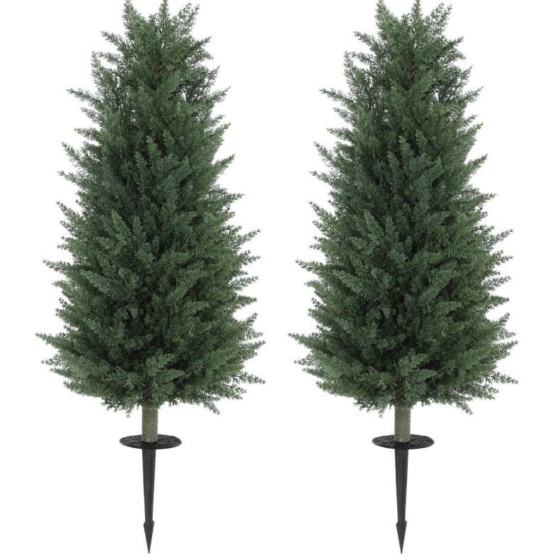 2er-set Künstliche Zypressen Mit Erdspieß, 100 Cm, Grün
