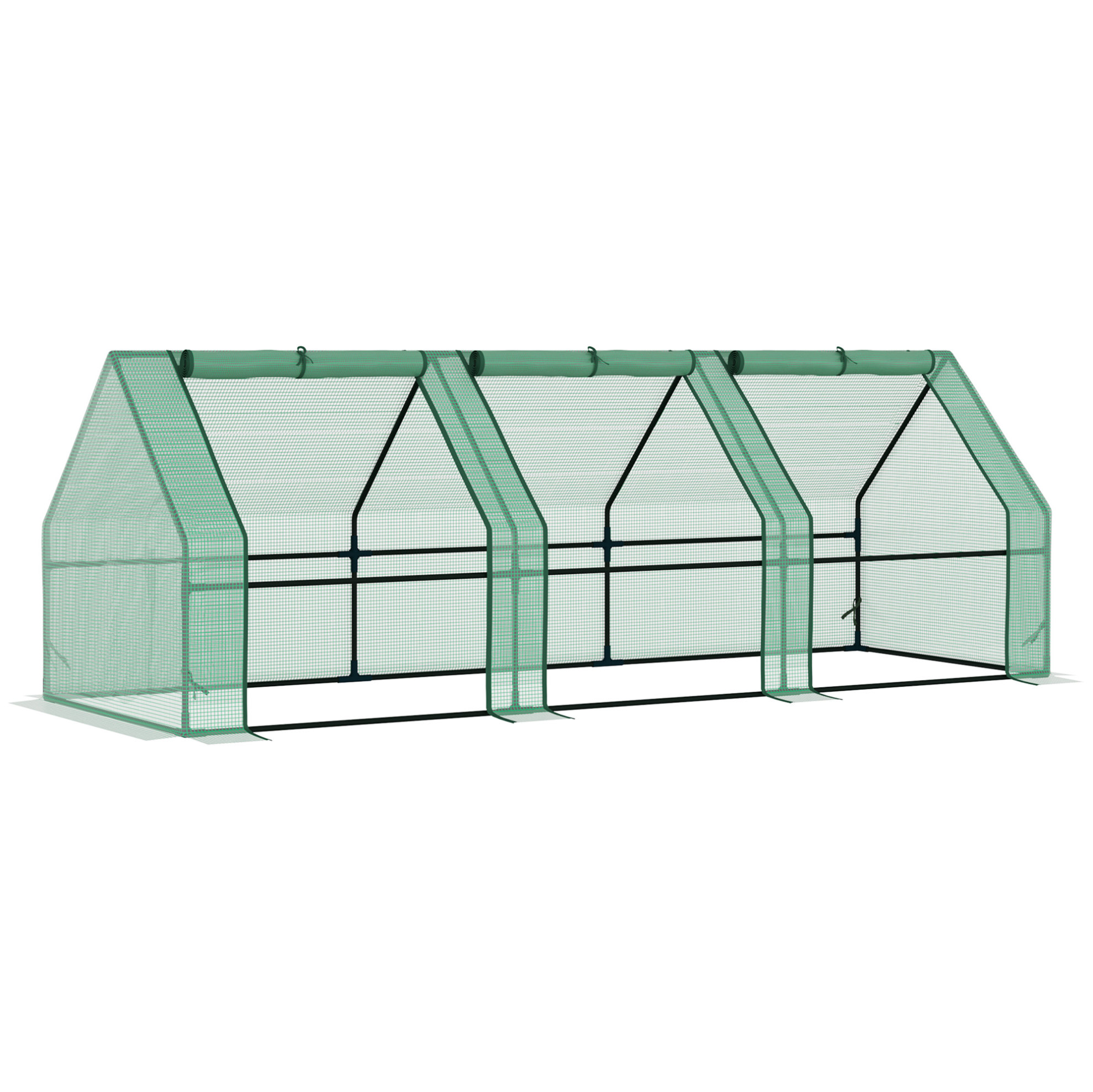 Gewächshaus Für Den Garten 270 X 90 X 90 Cm, Grün, Stahlgestell Und Pe-folie 140 G/m²