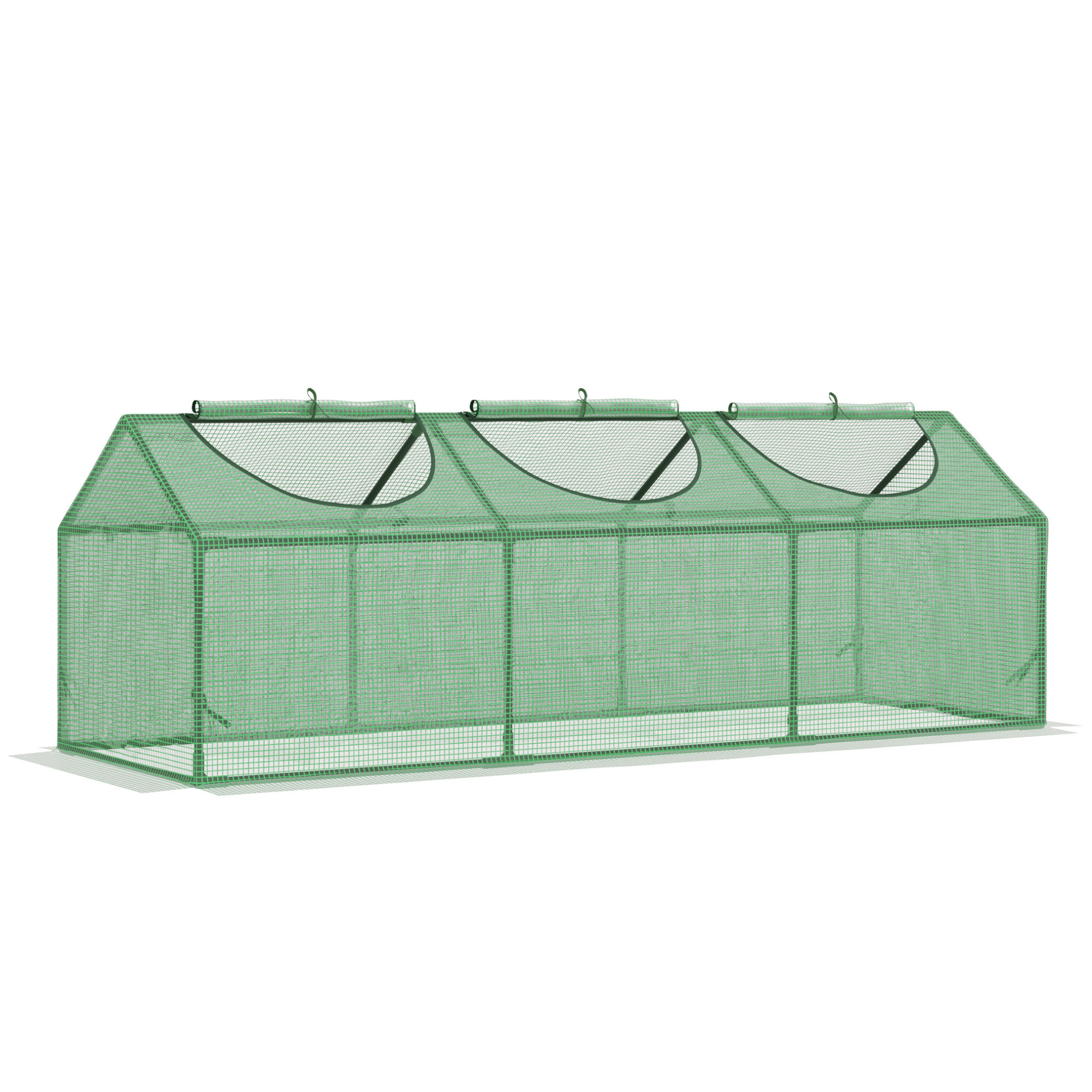 Mini-gewächshaus Mit Aufrollbaren Pe-fenstern 180x60x60 Cm Dunkelgrün Stahl Modenuit