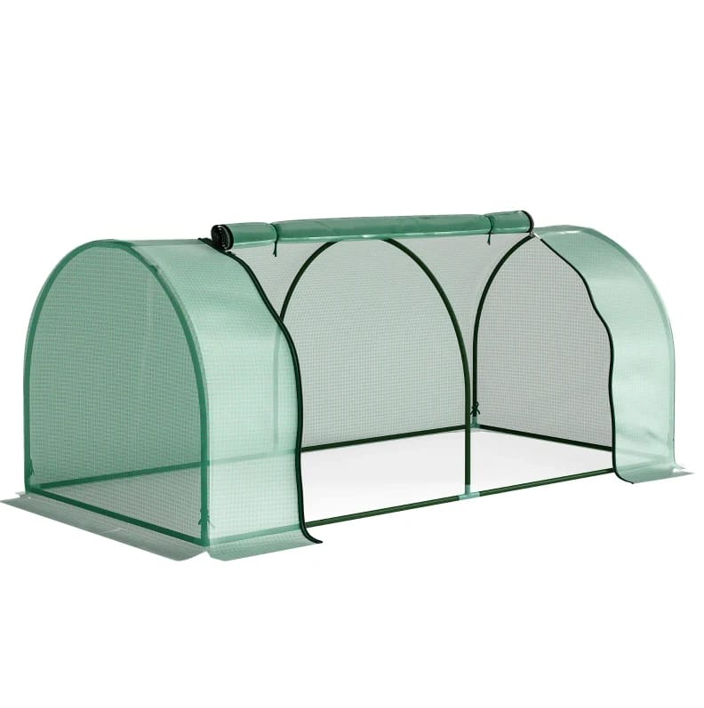 Mini-gewächshaus Für Den Garten Aus Stahl Und Pe Dunkelgrün 200 X 100 X 80 Cm